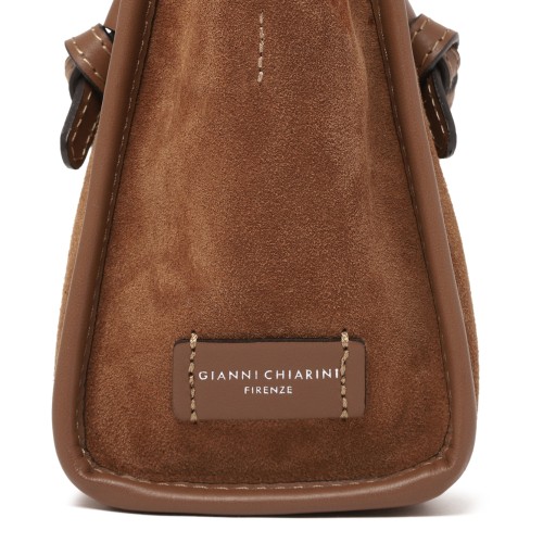 Marcella Cognac Suede Leather Tote Bag.