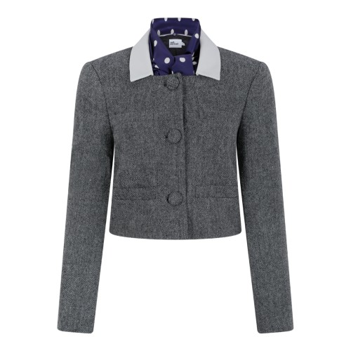 Self-Portrait Grey Cropped Tailored Jacket.