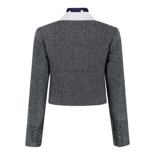 Self-Portrait Grey Cropped Tailored Jacket. 2