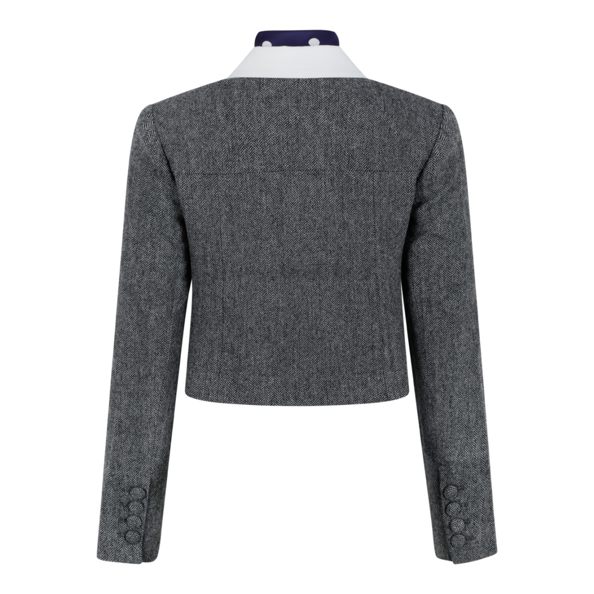 Self-Portrait Grey Cropped Tailored Jacket.
