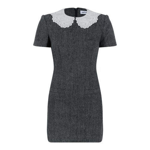 Self-Portrait Grey Boucl Mini Dress.