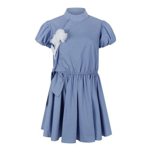 Self-Portrait Light Blue Mini Dress with Floral Detail.
