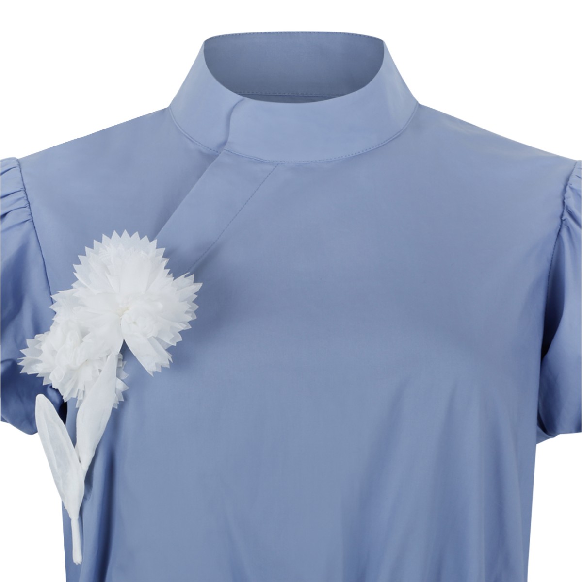 Self-Portrait Light Blue Mini Dress with Floral Detail.