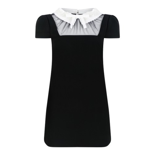 Self-Portrait Black Mini Dress with Bow Collar.