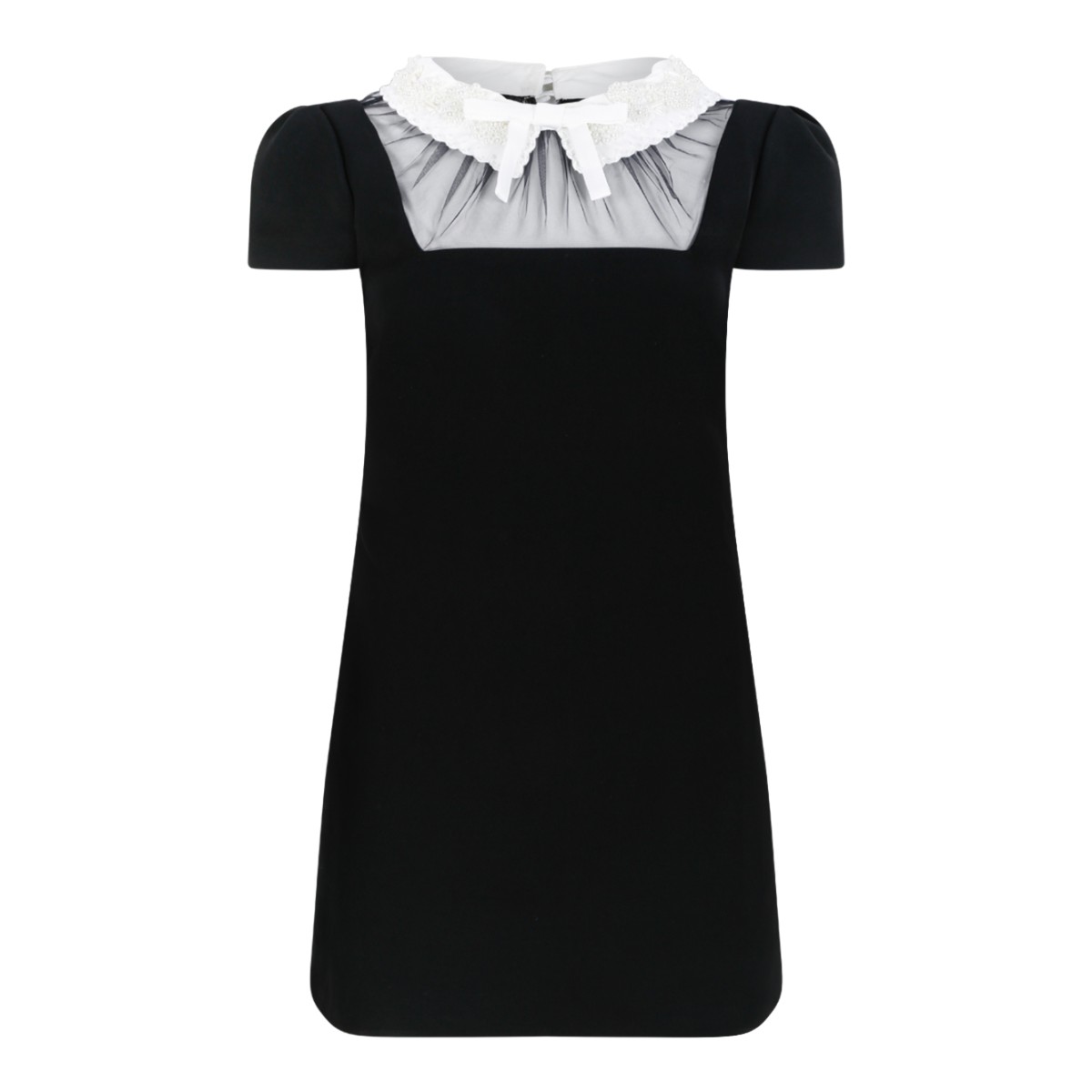 Self-Portrait Black Mini Dress with Bow Collar.
