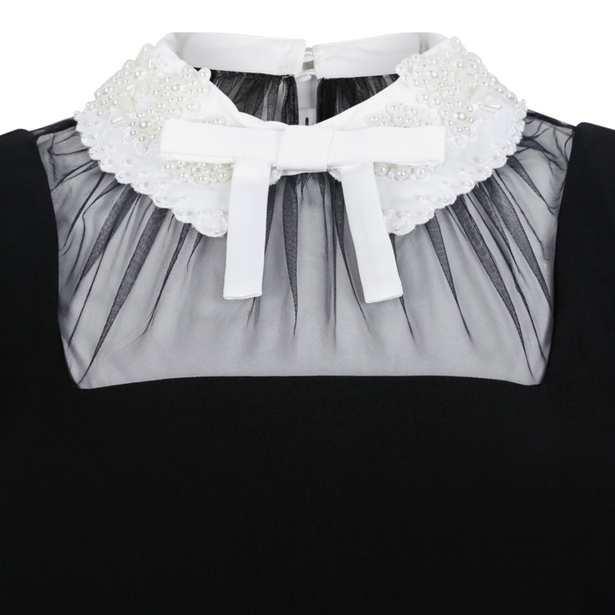 Self-Portrait Black Mini Dress with Bow Collar.