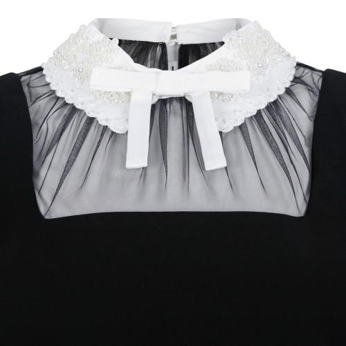Self-Portrait Black Mini Dress with Bow Collar.