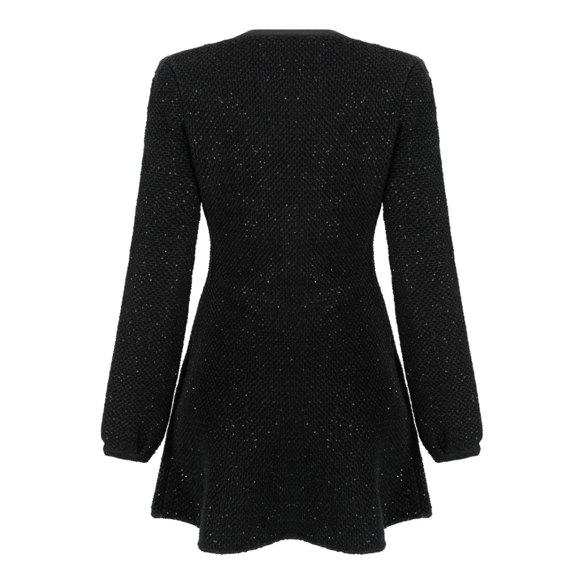Self-Portrait Black Embellished Knit Mini Dress.
