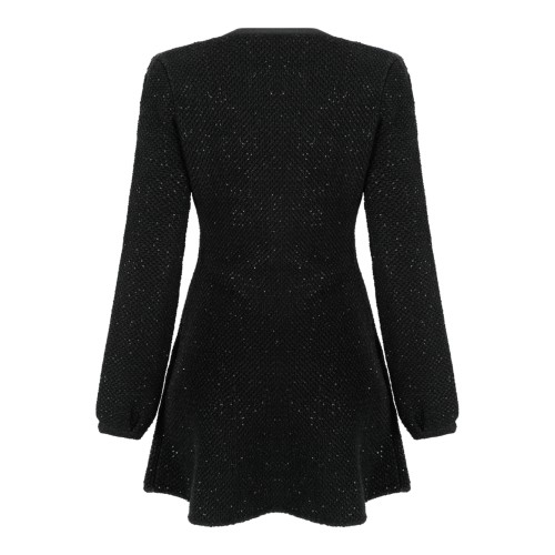 Self-Portrait Black Embellished Knit Mini Dress.