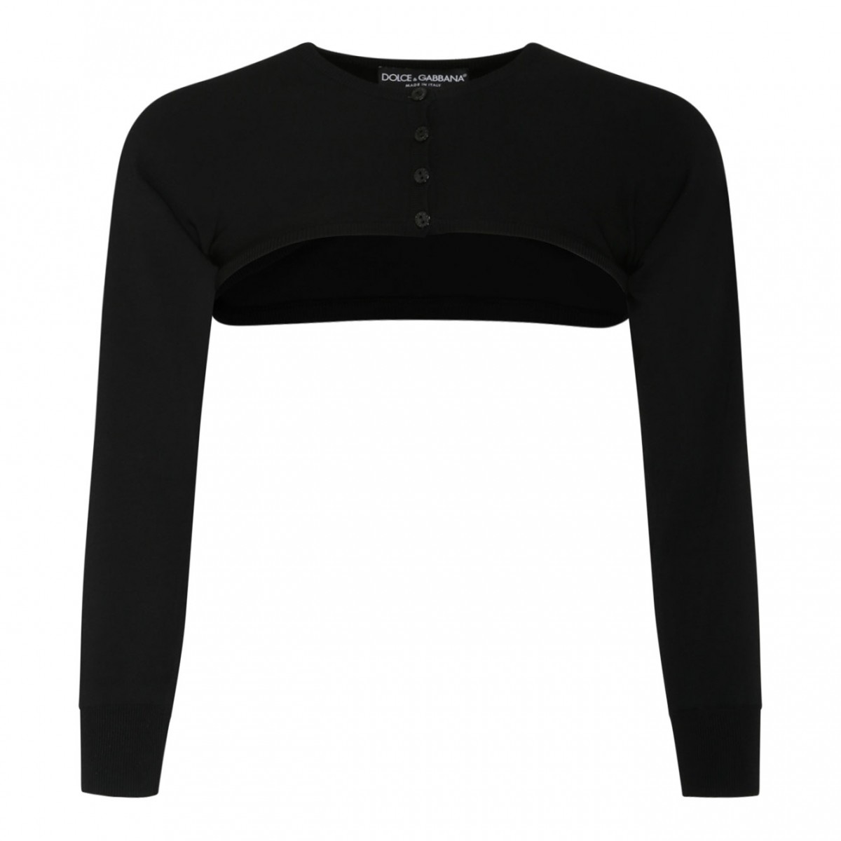 Black Stretch Design Cropped Cardigan