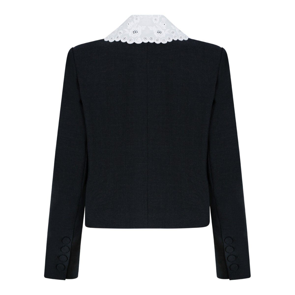 Self-Portrait Black Tailored Jacket with Lace Collar.