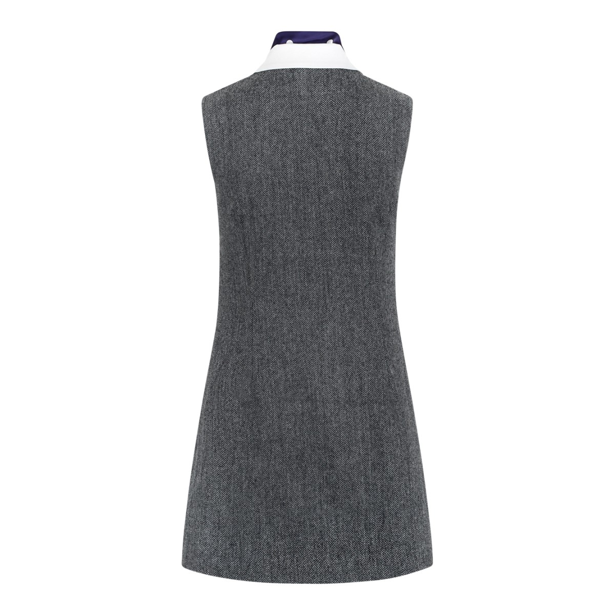 Self-Portrait Grey Tailored Mini Dress with Contrast Collar.