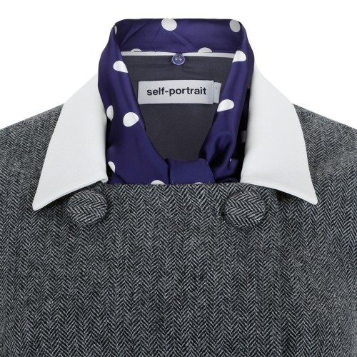 Self-Portrait Grey Tailored Mini Dress with Contrast Collar.