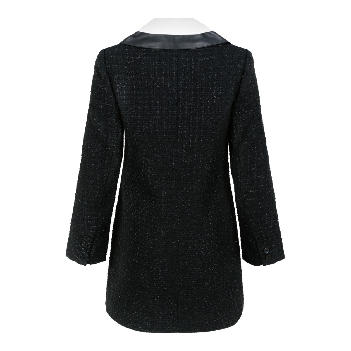 Self-Portrait Black Textured Tailored Coat.