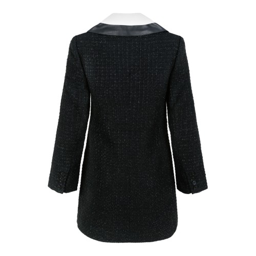 Self-Portrait Black Textured Tailored Coat.