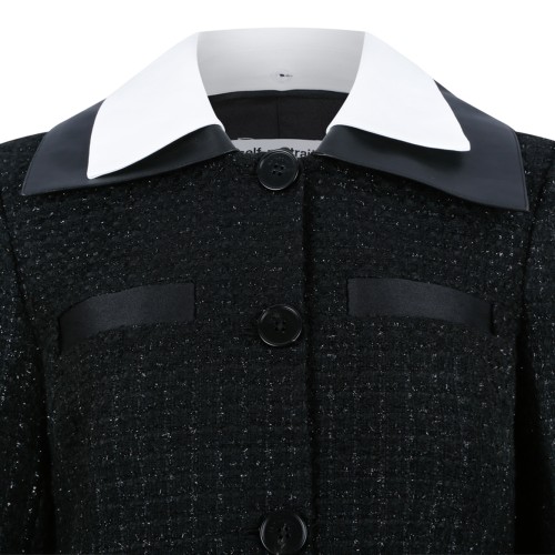Self-Portrait Black Textured Tailored Coat.