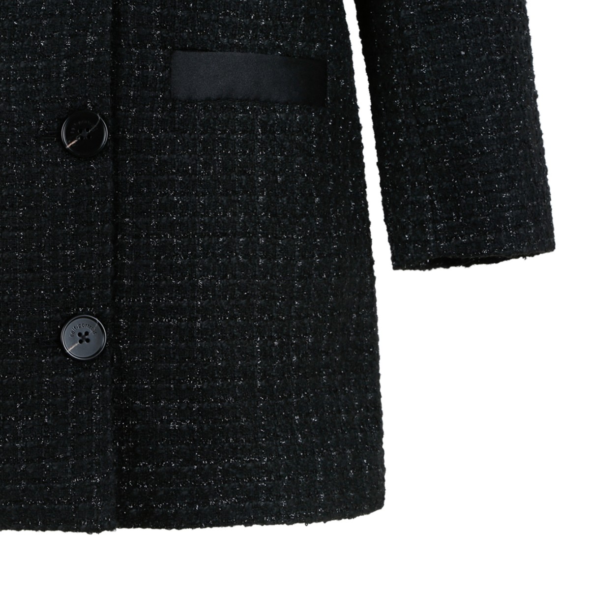 Self-Portrait Black Textured Tailored Coat.