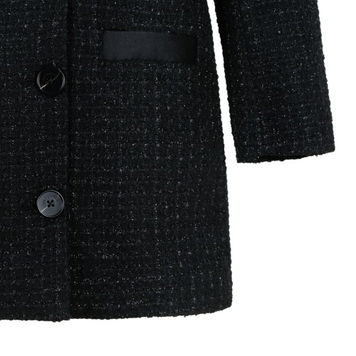 Self-Portrait Black Textured Tailored Coat.
