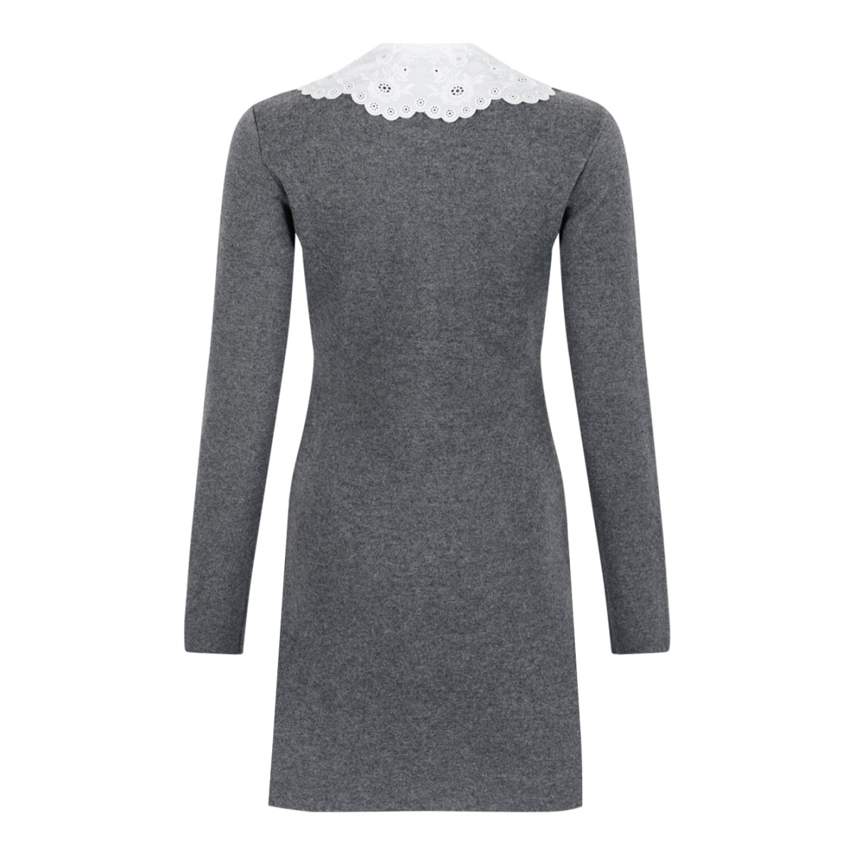 Self-Portrait Grey Knit Mini Dress with Lace Collar.  