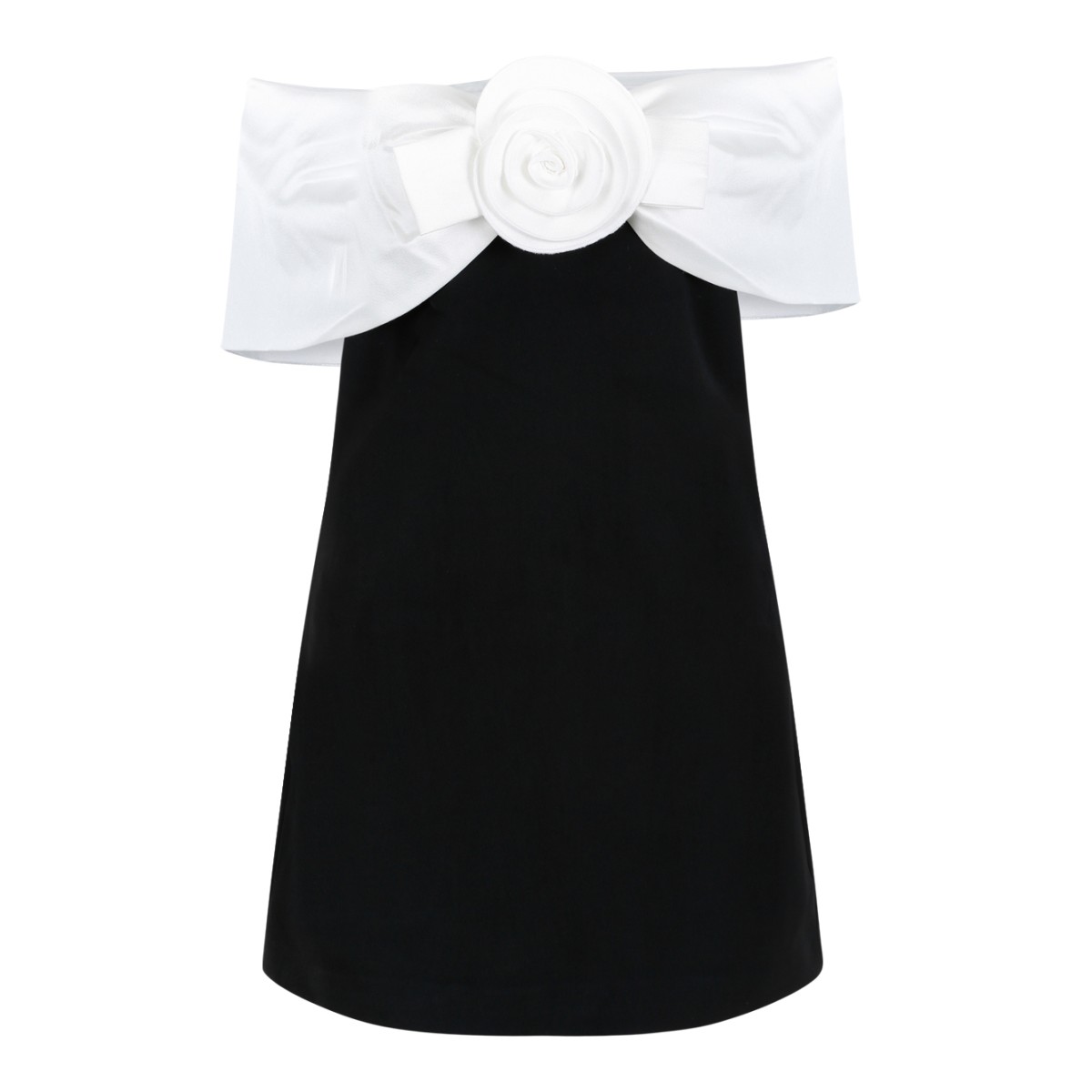 Self-Portrait Black Mini Dress with Oversized Bow Detail.