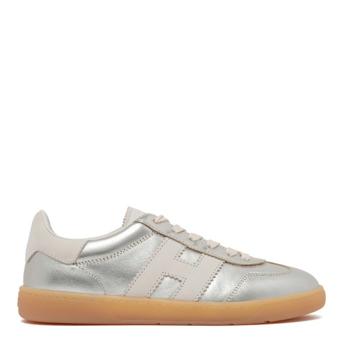Hogan White and Silver Leather Sneakers.