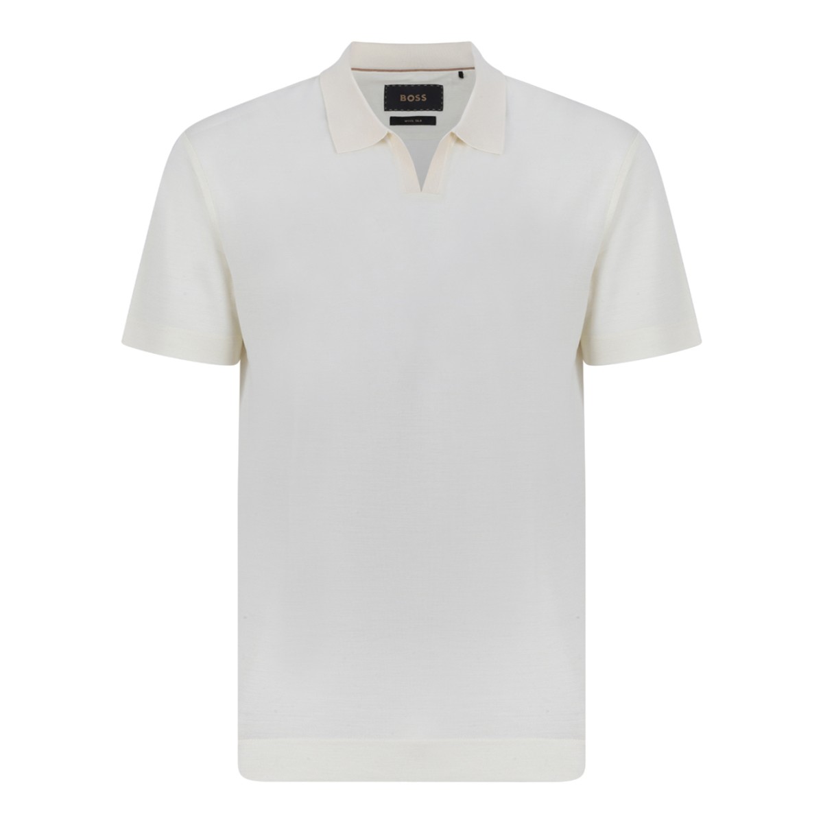 Boss White Open-Collar Polo Shirt.