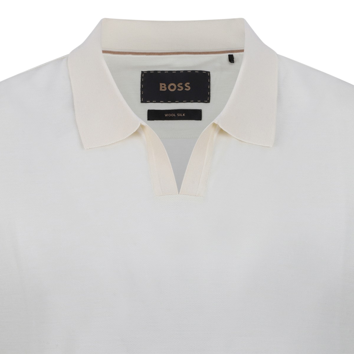 Boss White Open-Collar Polo Shirt.