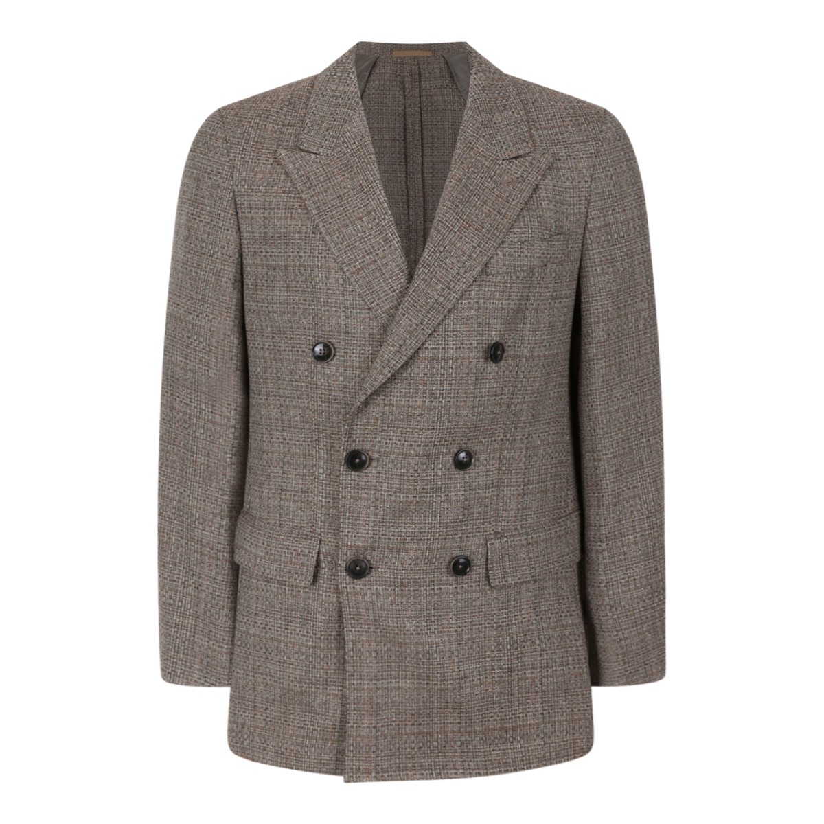 Boss Brown Check Double-Breasted Blazer.