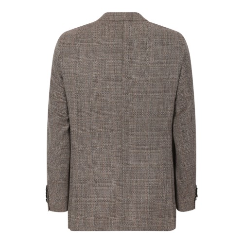 Boss Brown Check Double-Breasted Blazer.