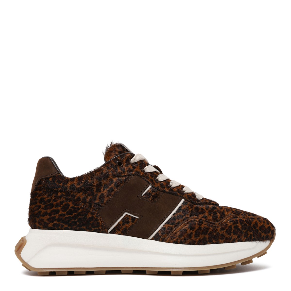 Hogan Leopard-Print Pony Hair Sneakers.