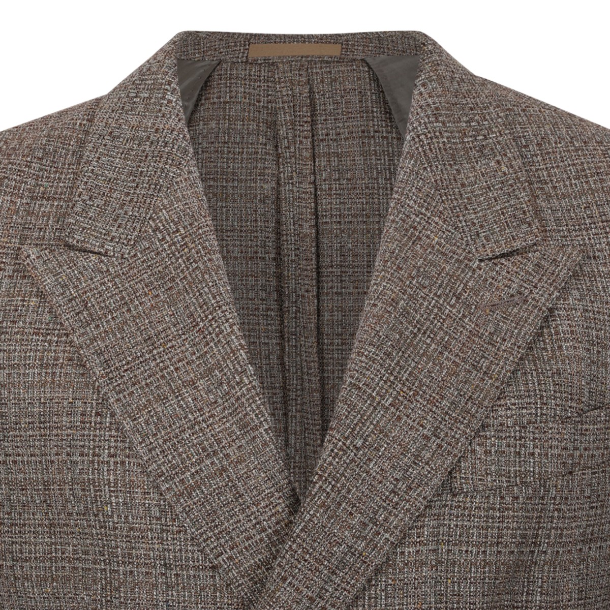 Boss Brown Check Double-Breasted Blazer.