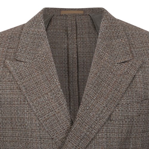 Boss Brown Check Double-Breasted Blazer.