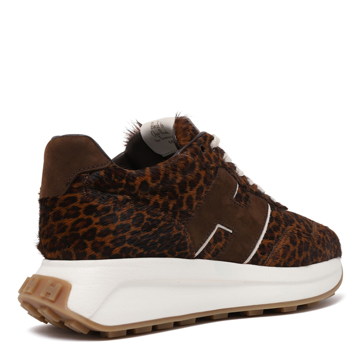 Hogan Leopard-Print Pony Hair Sneakers.