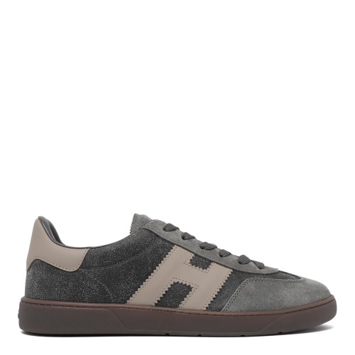 Hogan Grey Suede Sneakers with Contrast H Logo.