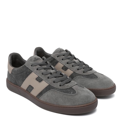 Hogan Grey Suede Sneakers with Contrast H Logo. 2