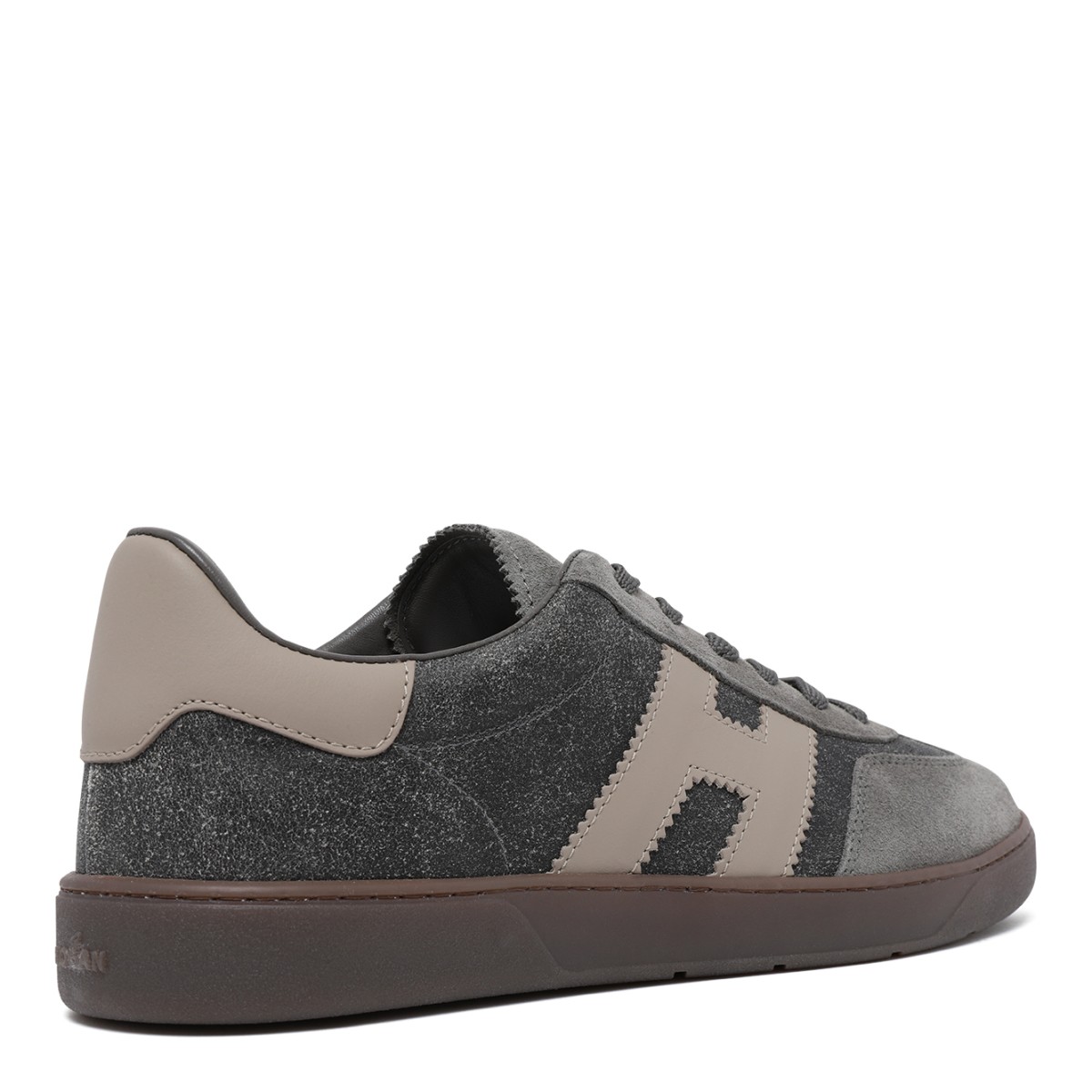 Hogan Grey Suede Sneakers with Contrast H Logo.