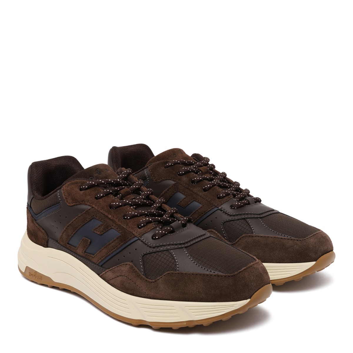Hogan Brown Panelled Sneakers.