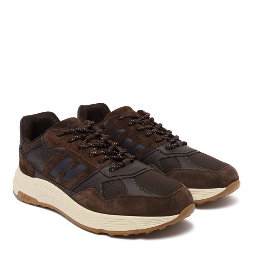 Hogan Brown Panelled Sneakers.