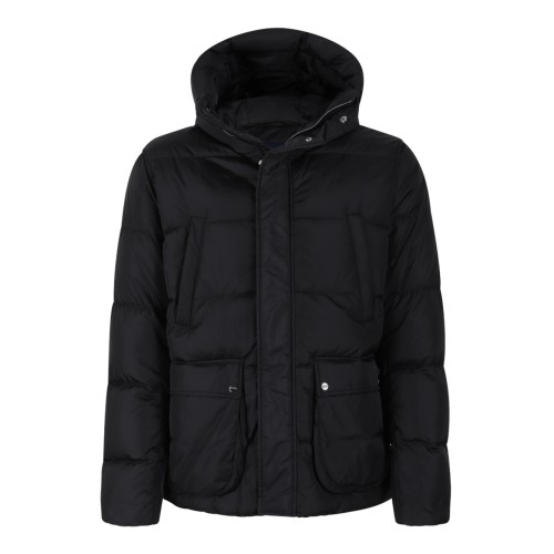Herno Black Hooded Down Jacket.