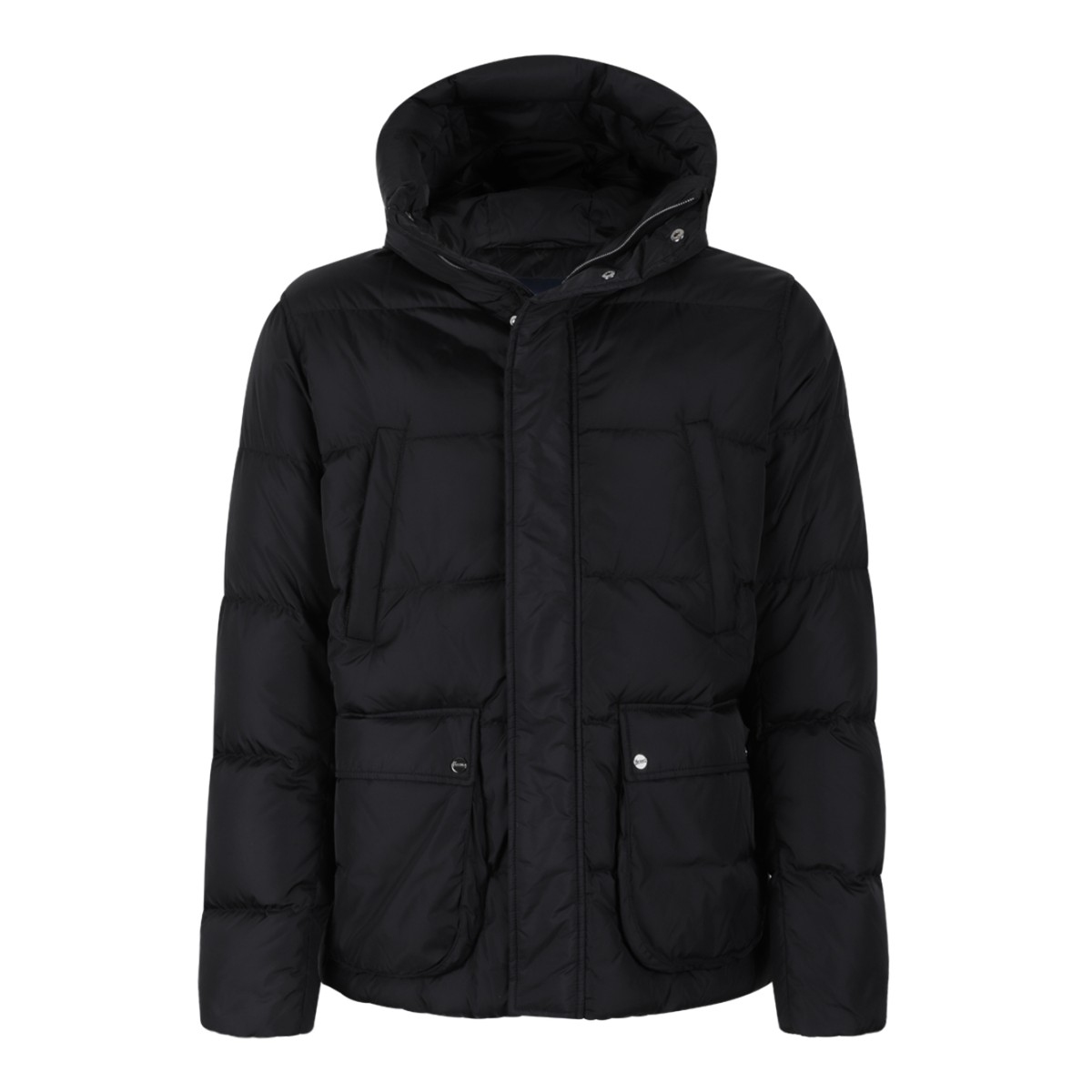 Herno Black Hooded Down Jacket.
