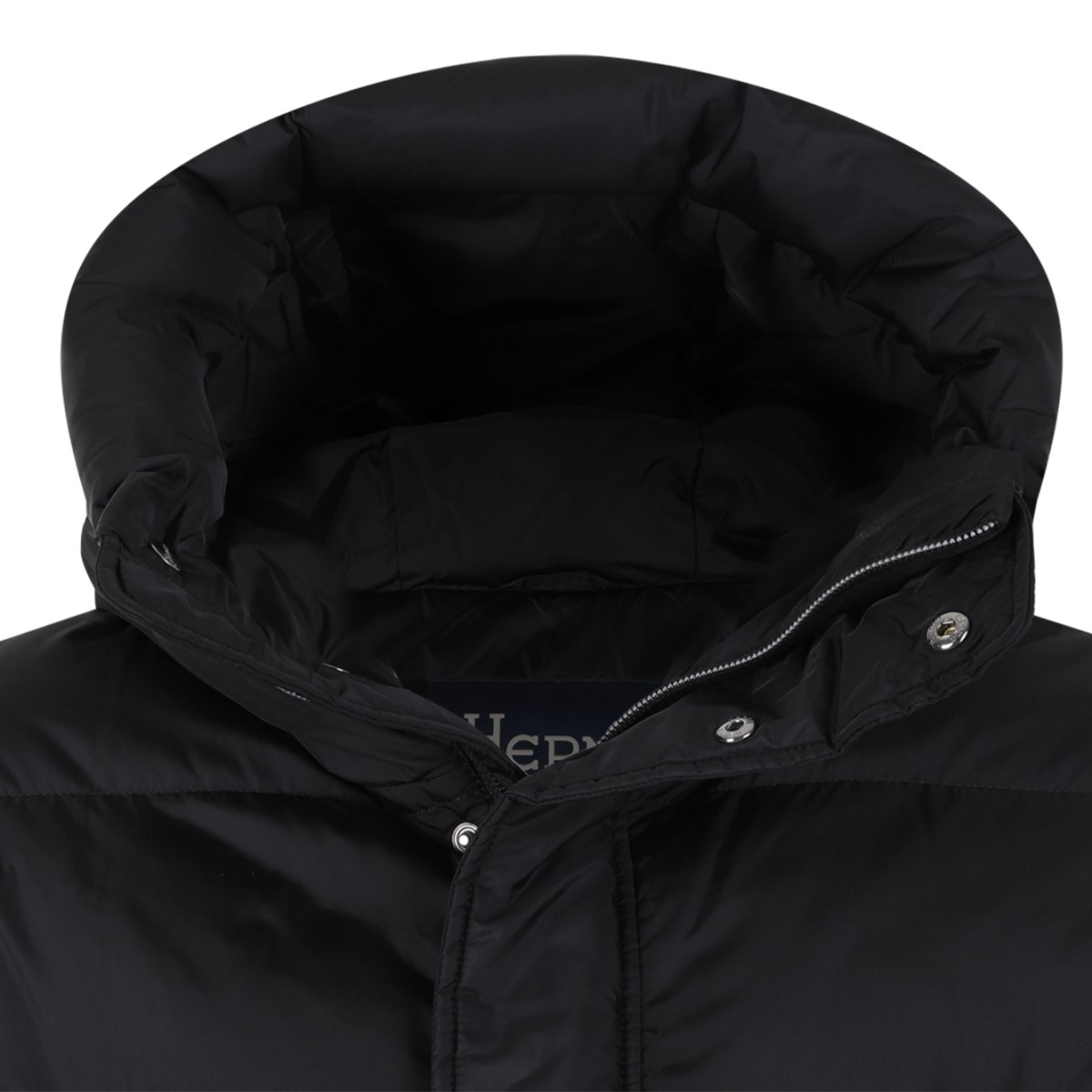 Herno Black Hooded Down Jacket.
