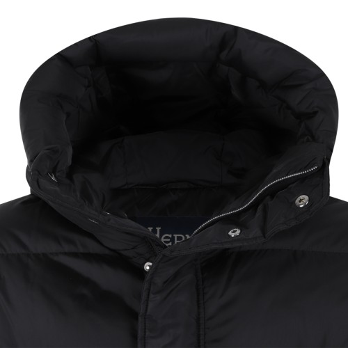 Herno Black Hooded Down Jacket.