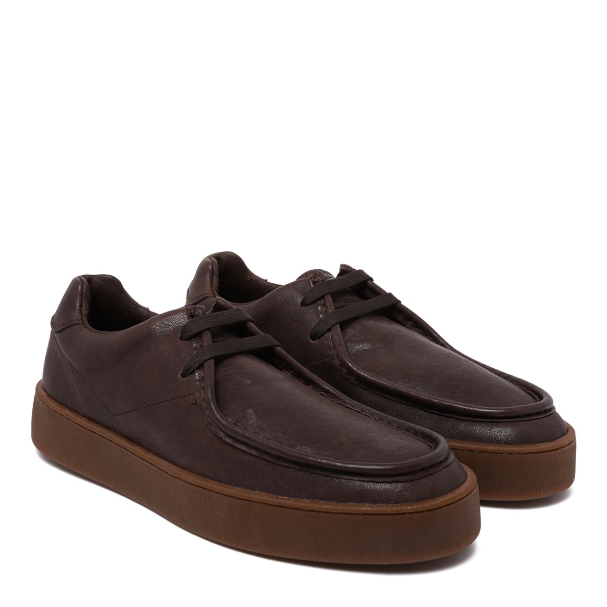 Voile Blanche Brown Leather Platform Shoes 