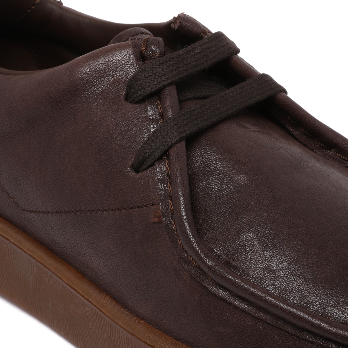 Voile Blanche Brown Leather Platform Shoes 