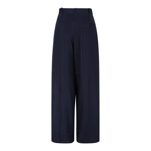 Anine Bing Navy Pinstripe Wide-Leg Trousers. 2