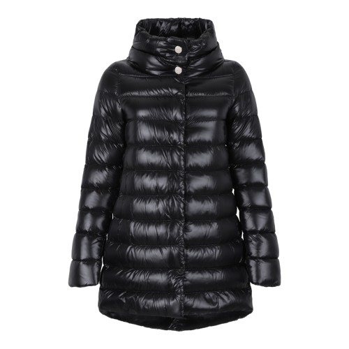 Herno Black Hooded Down Coat.