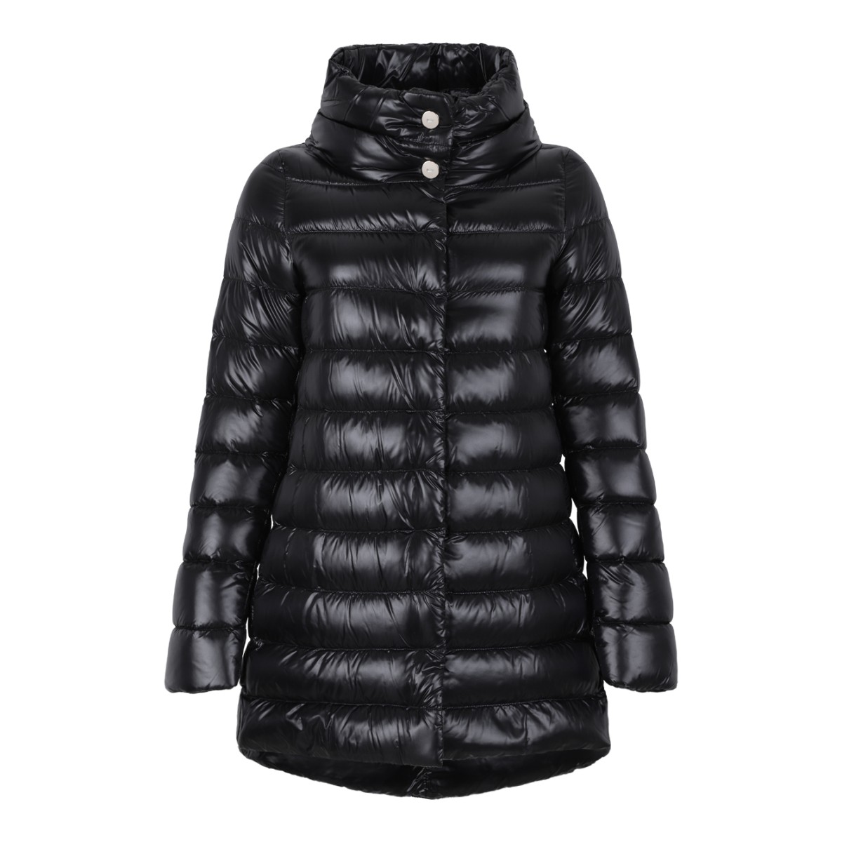 Herno Black Hooded Down Coat.