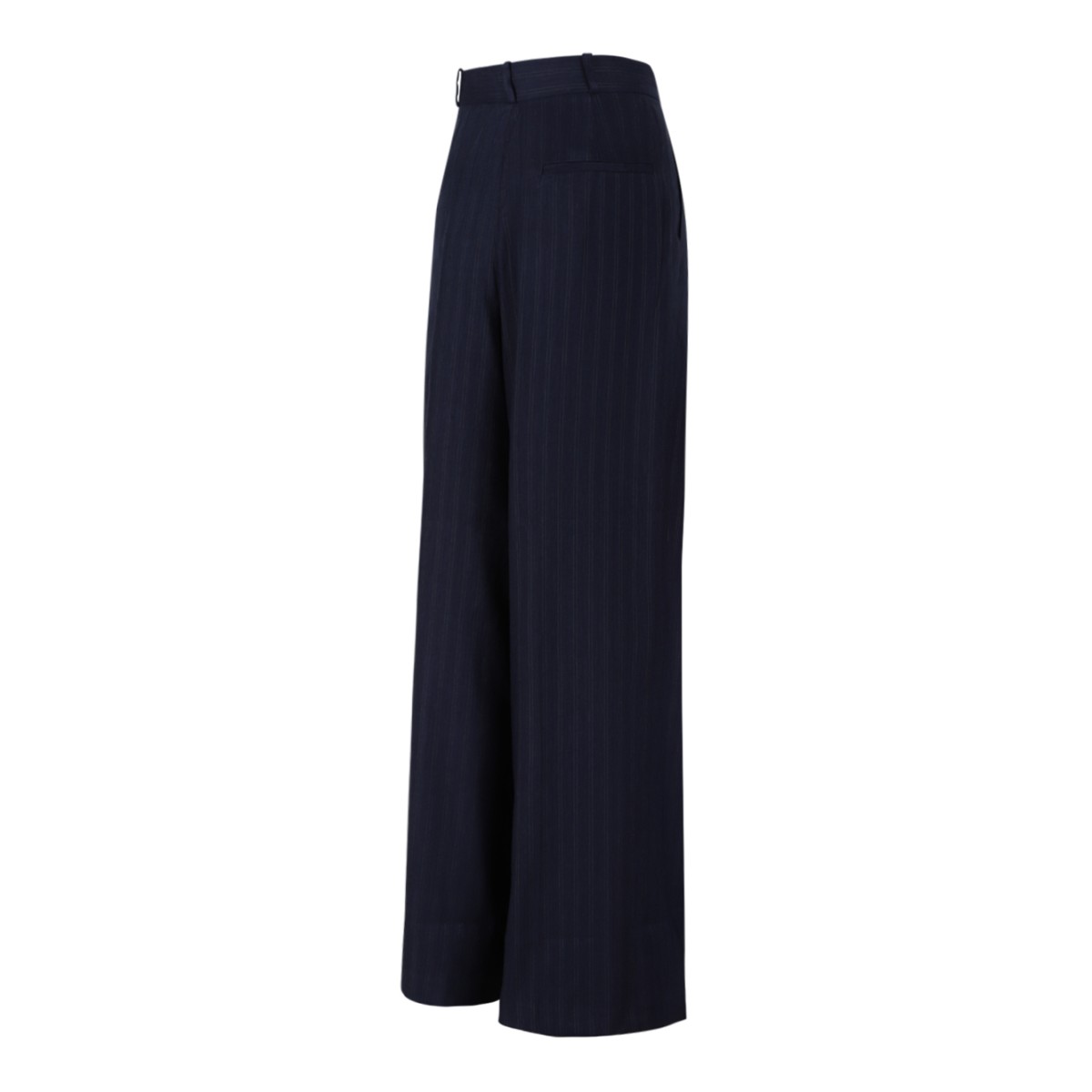 Anine Bing Navy Pinstripe Wide-Leg Trousers.