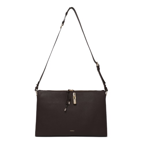 Furla Dark Brown Leather Shoulder Bag.