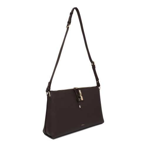 Furla Dark Brown Leather Shoulder Bag.